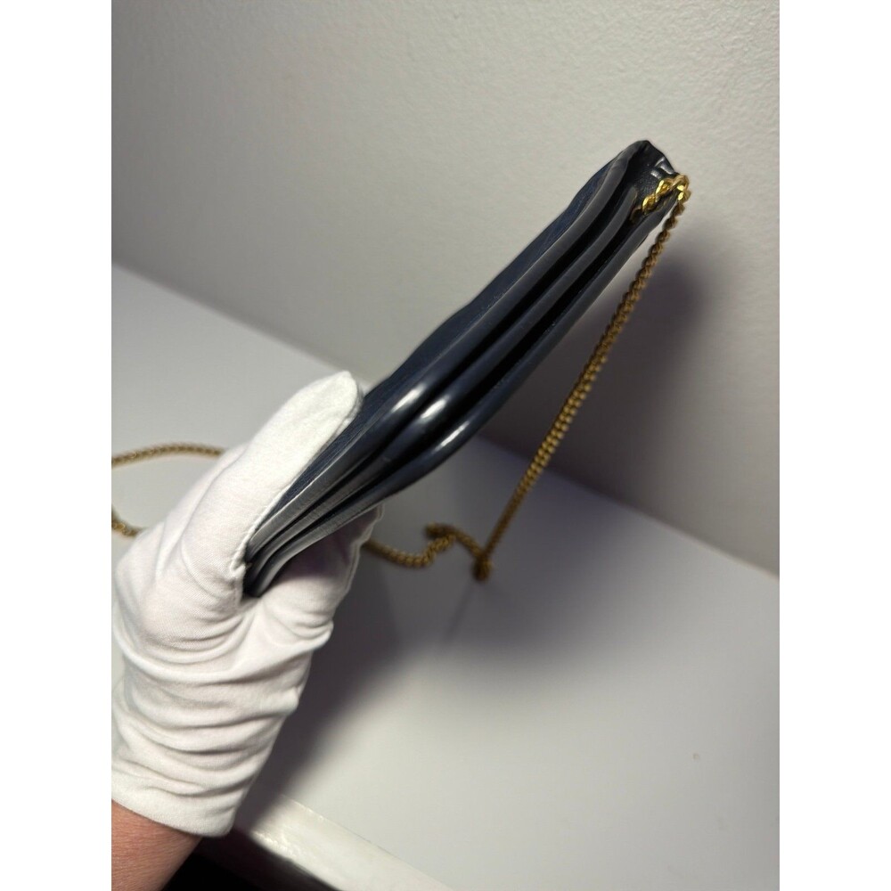 Vintage Christian Dior Navy Trotter mono canvas envelope bag w chain COA - Picture 7 of 13